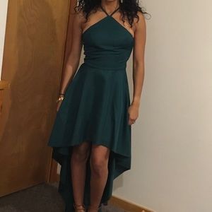 Gorgeous, high low, forest green dress